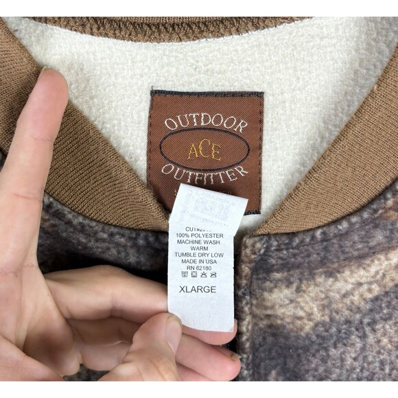 Vintage 90s Camo Full Zip Fleece Jacket / Size XL - Picture 4 of 4